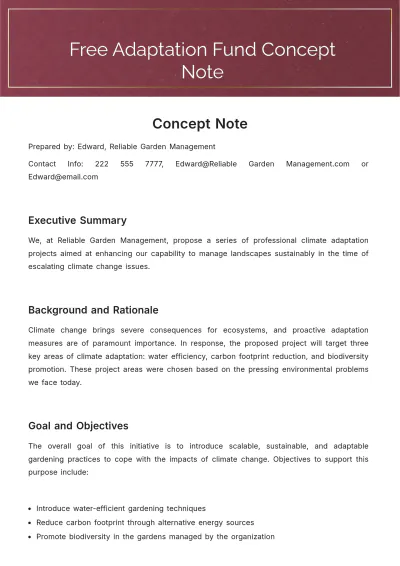 Free Adaptation Fund Concept Note Template to Edit Online