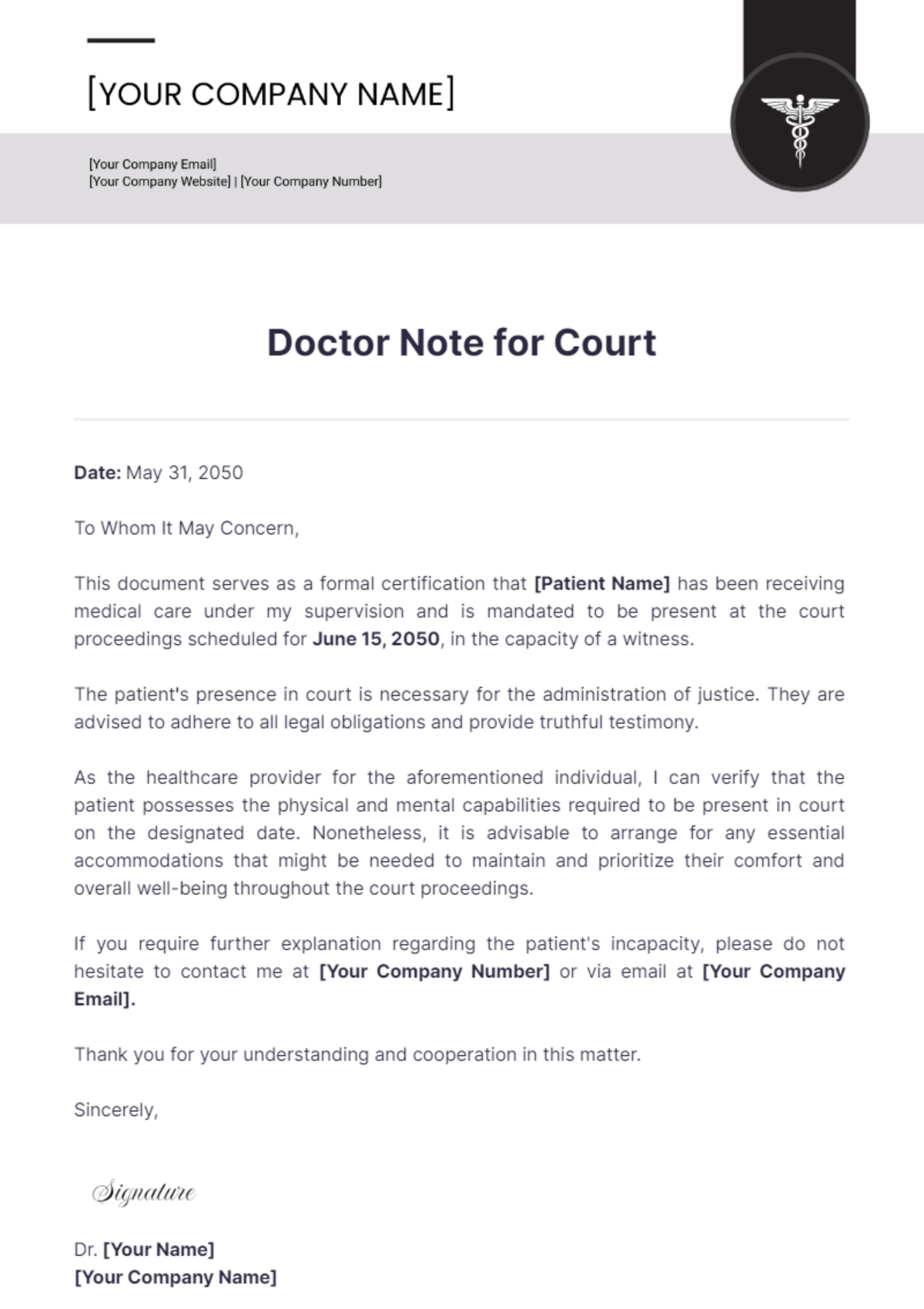 Doctor Note For Court Template - Edit Online & Download