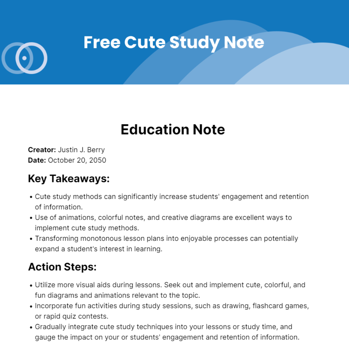Free Cute Study Note Template