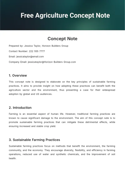 Free Agriculture Concept Note Template to Edit Online