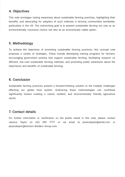 Free Agriculture Concept Note Template to Edit Online