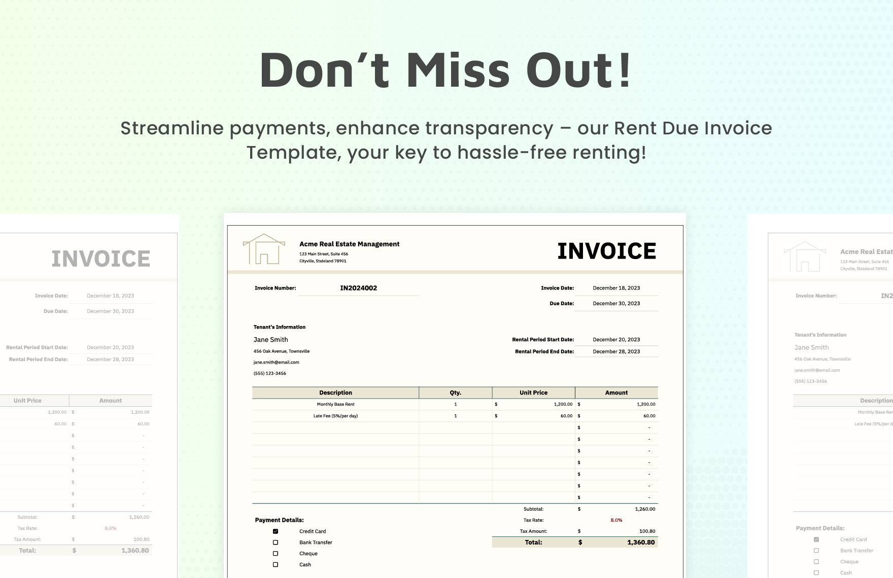 Rent Due Invoice Template