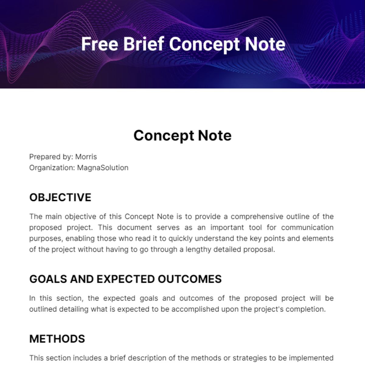 Free Brief Concept Note Template