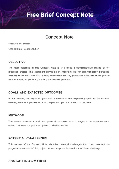 Free Brief Concept Note Template to Edit Online