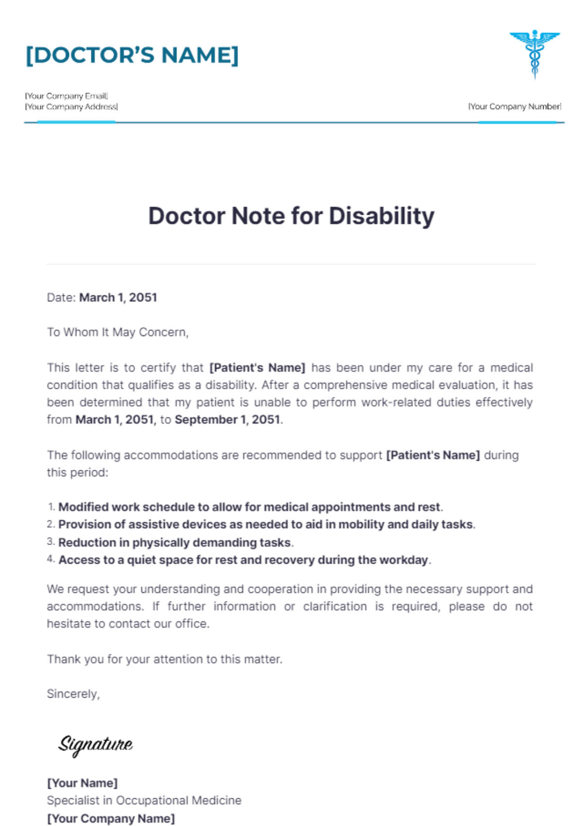 Doctor Note For Disability Template - Edit Online & Download