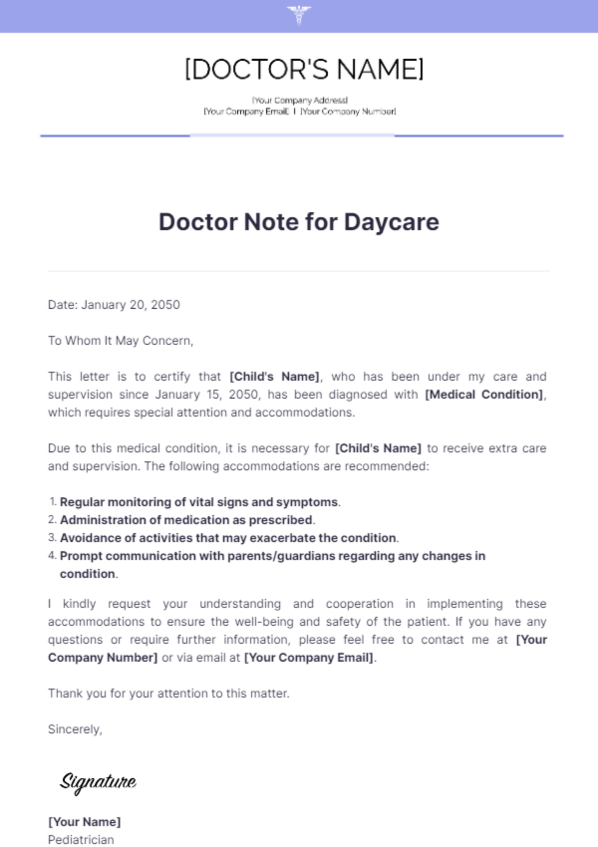 Doctor Note for Day care Template - Edit Online & Download