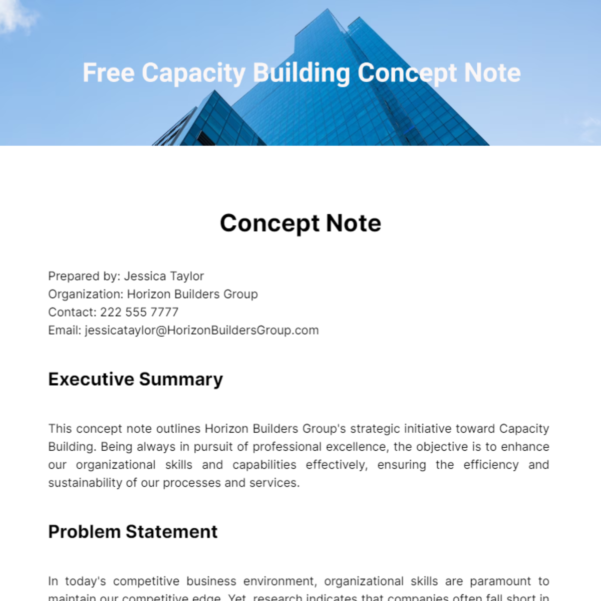 Free Capacity Building Concept Note Template