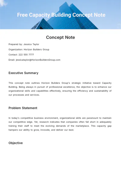 Free Capacity Building Concept Note Template to Edit Online