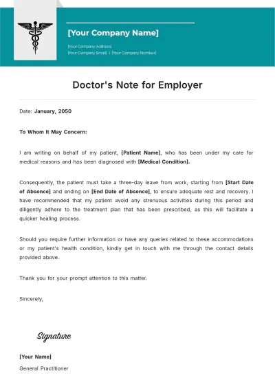 Free Doctor's Note For Employer Template to Edit Online