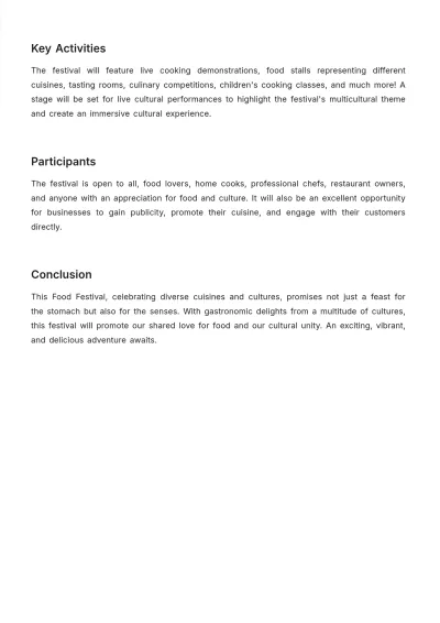 Free Food Festival Concept Note Template to Edit Online