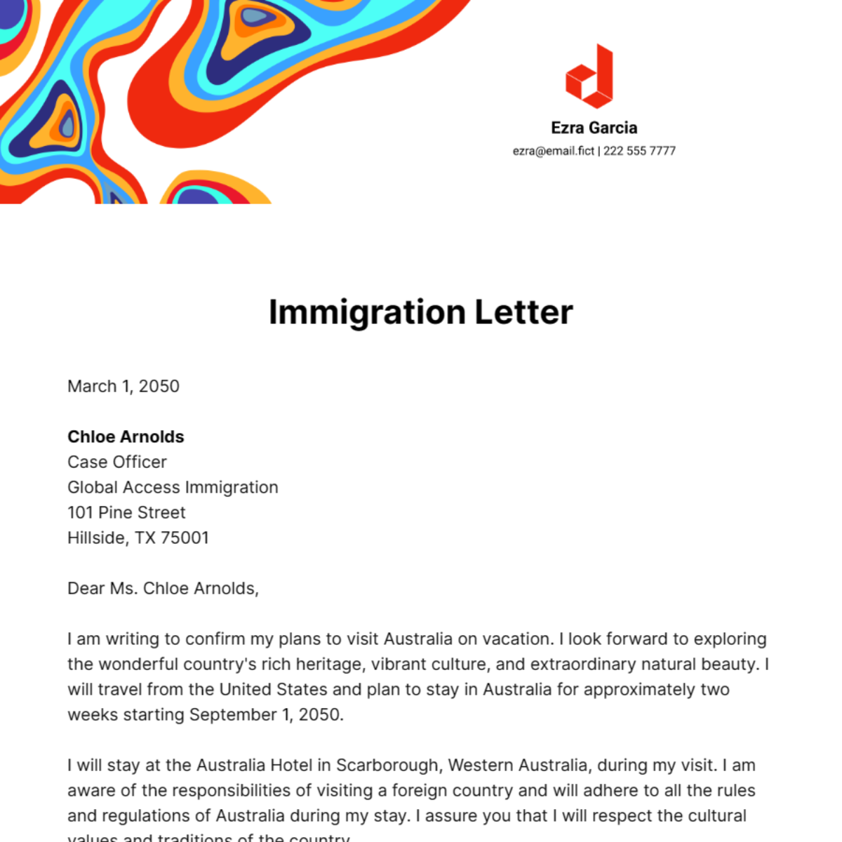 Free Immigration Letter Template