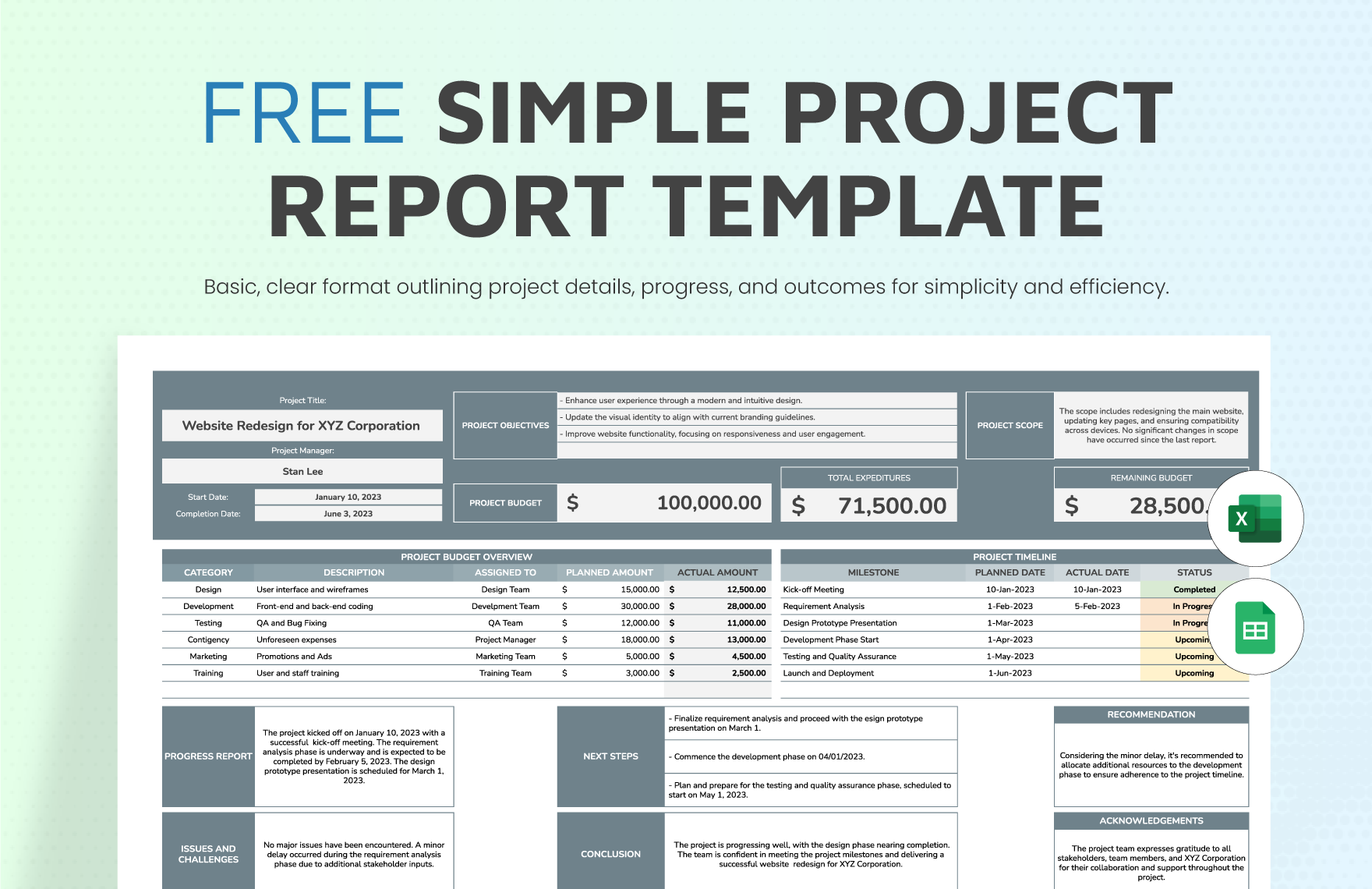 Simple Project Report Template