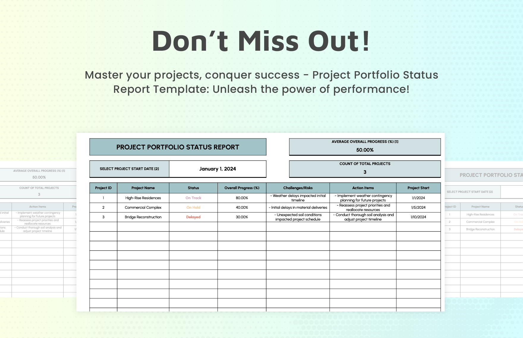 Project Portfolio Status Report Template