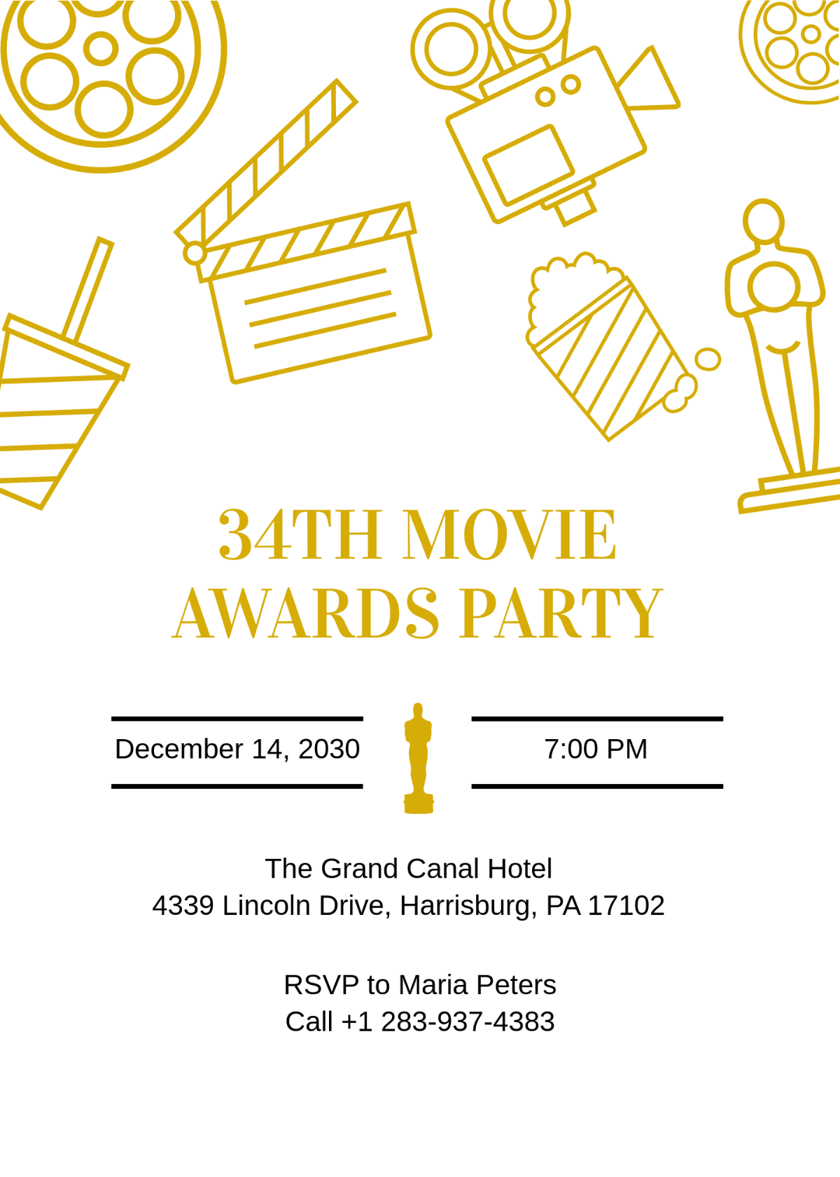 Movie Awards Party invitation Template