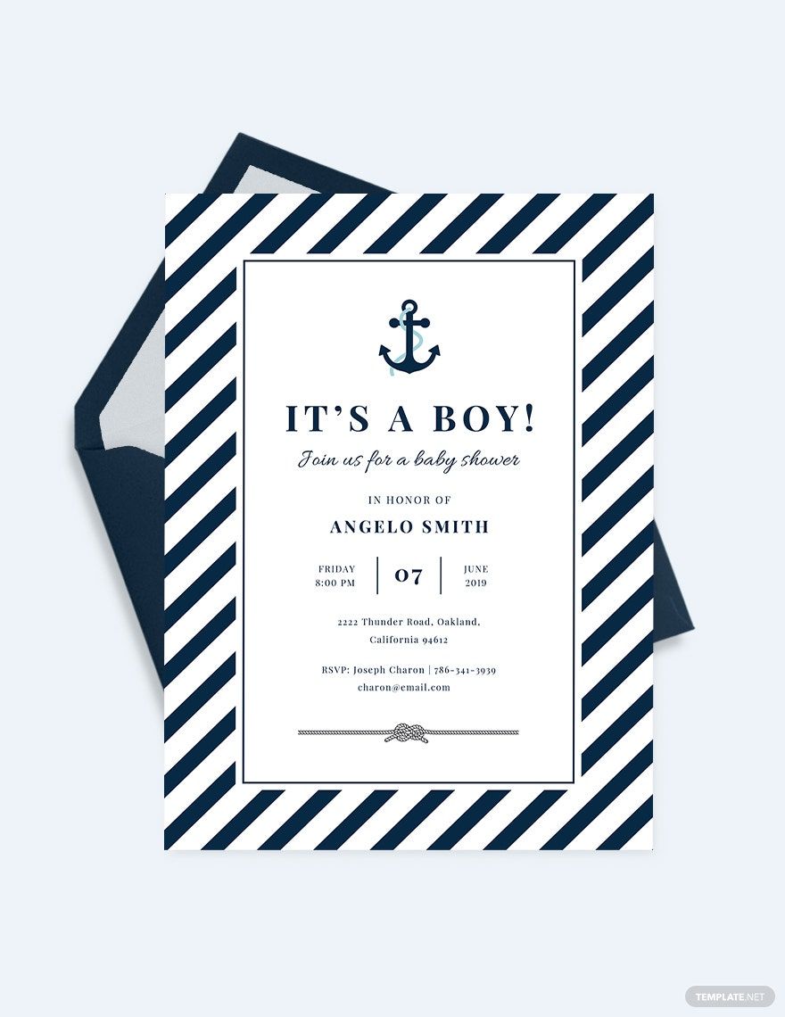 Free Nautical Baby Shower Invitation Template in Word, PDF, Illustrator, PSD, Apple Pages, Publisher