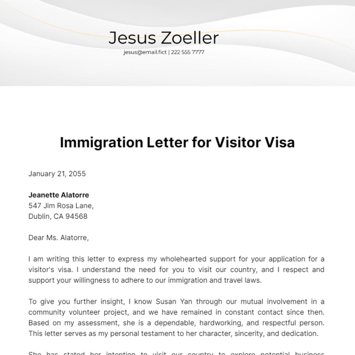 Immigration Letter Of Support Spouse Exley