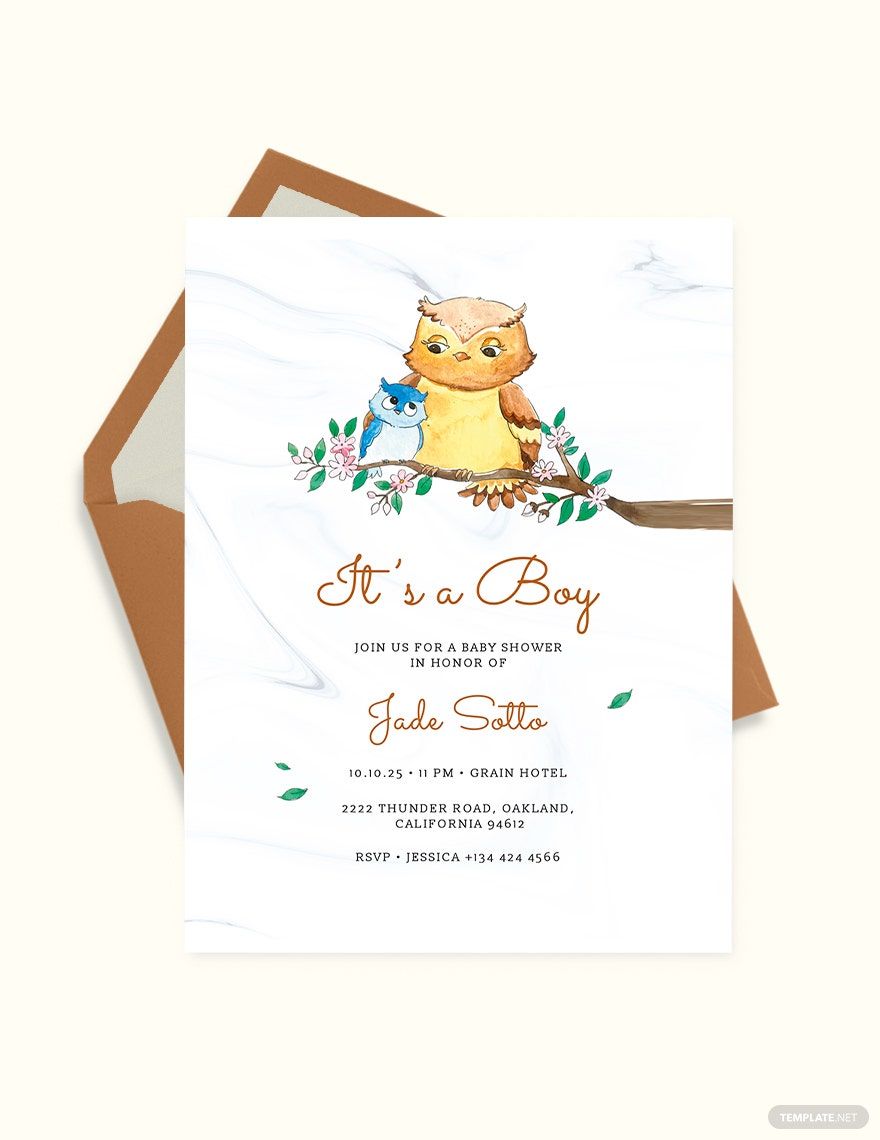 Owl Baby Shower Invitation Template