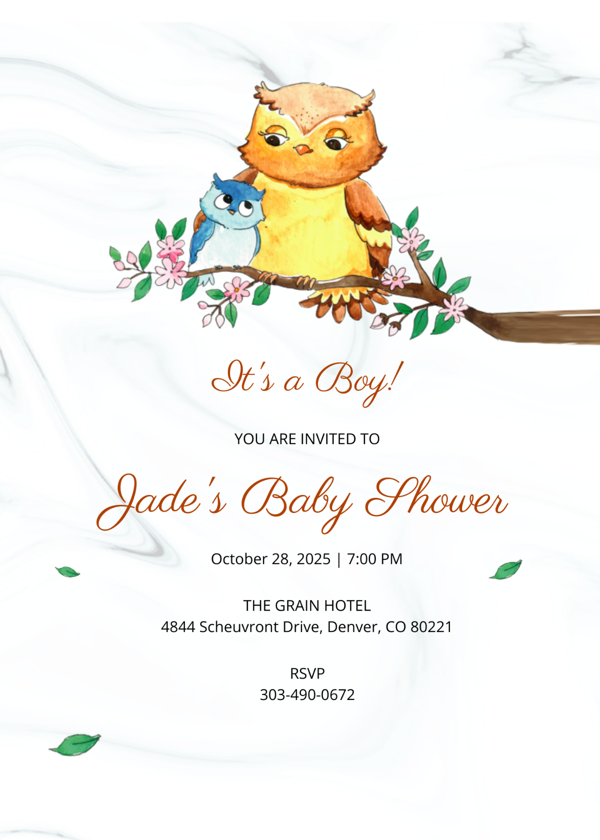 Owl Baby Shower Invitation Template