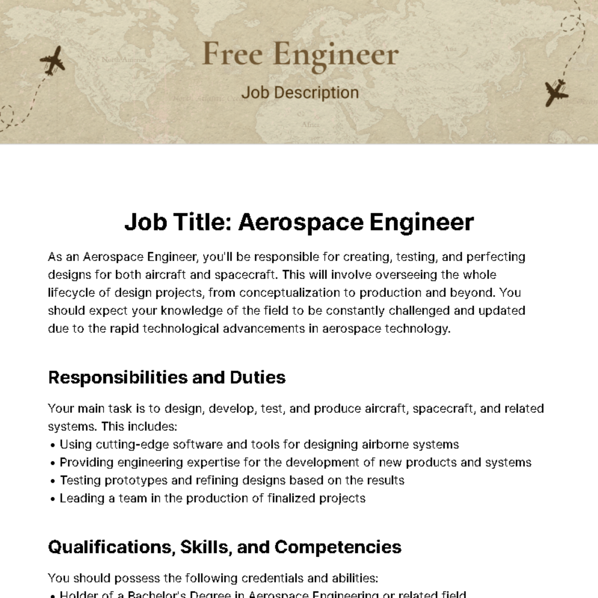 Engineer Job Description Template