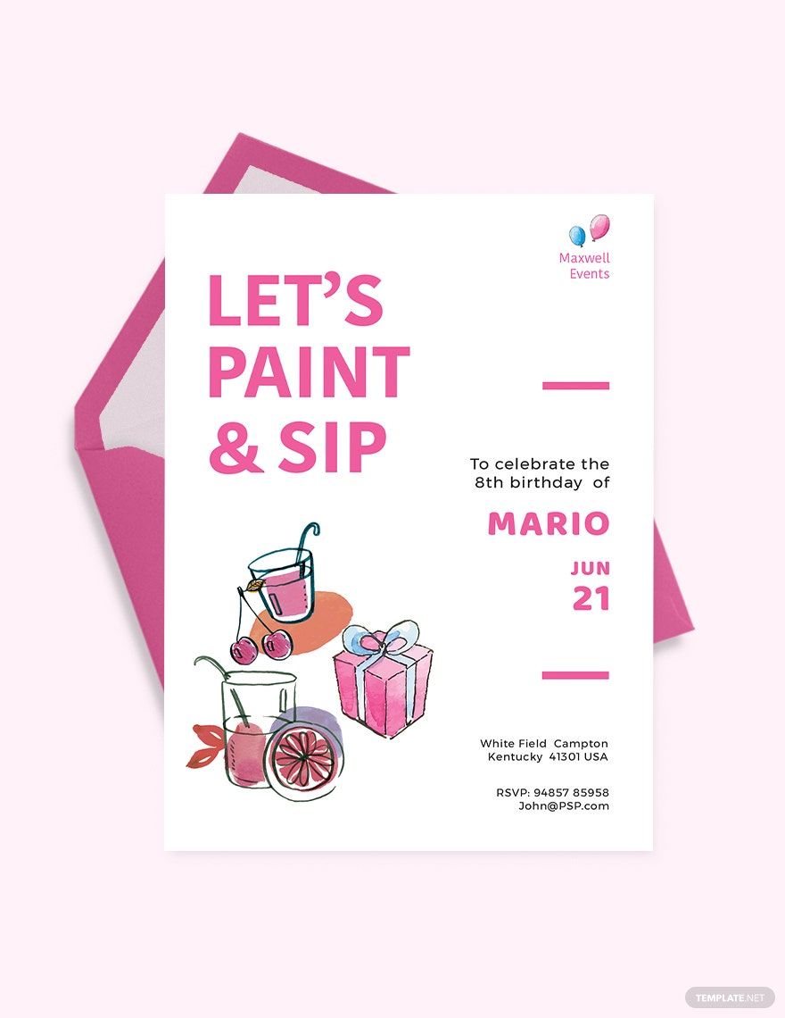 Free Paint And Sip Birthday Invitation Template