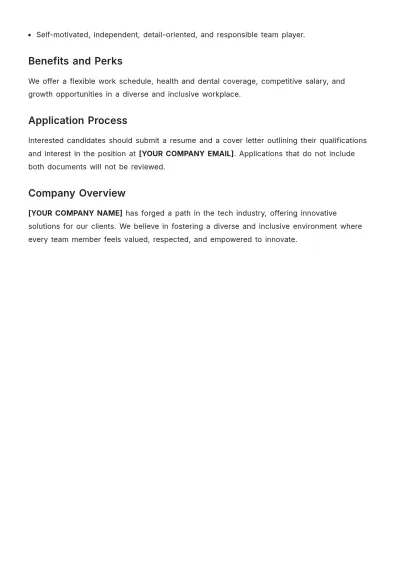 Free Software Developer Job Description Design Template to Edit Online