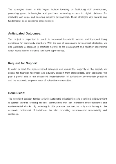 Free Livelihood Concept Note Template to Edit Online