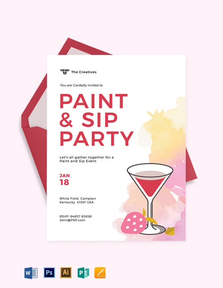 sip and paint invitation template free