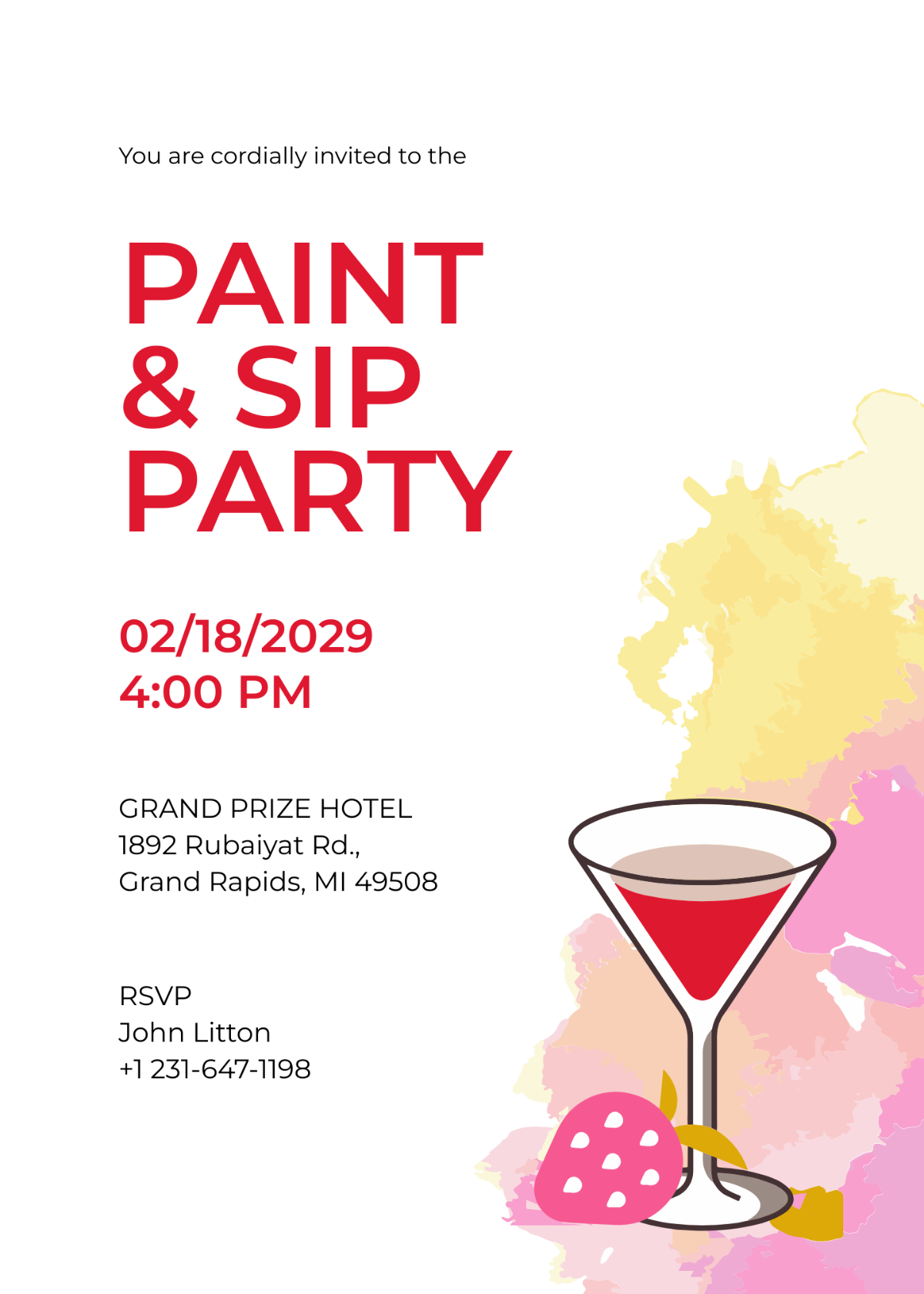 Paint and Sip Party Invitation Template