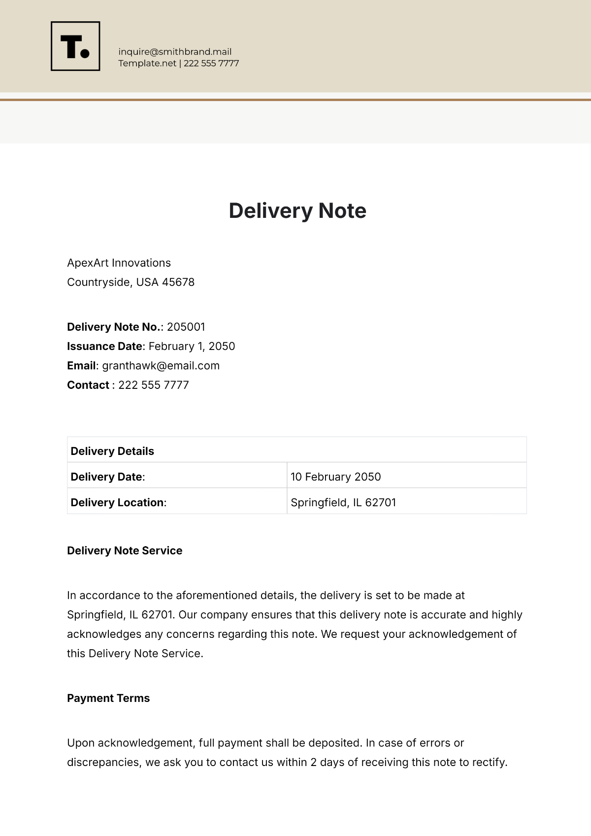 Free Dispatch Note Template To Edit Online