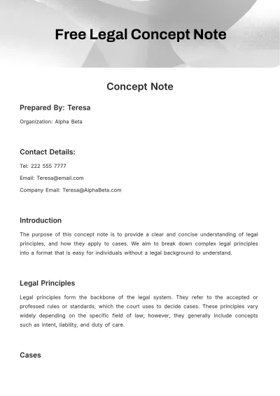 Free Legal Concept Note Template to Edit Online