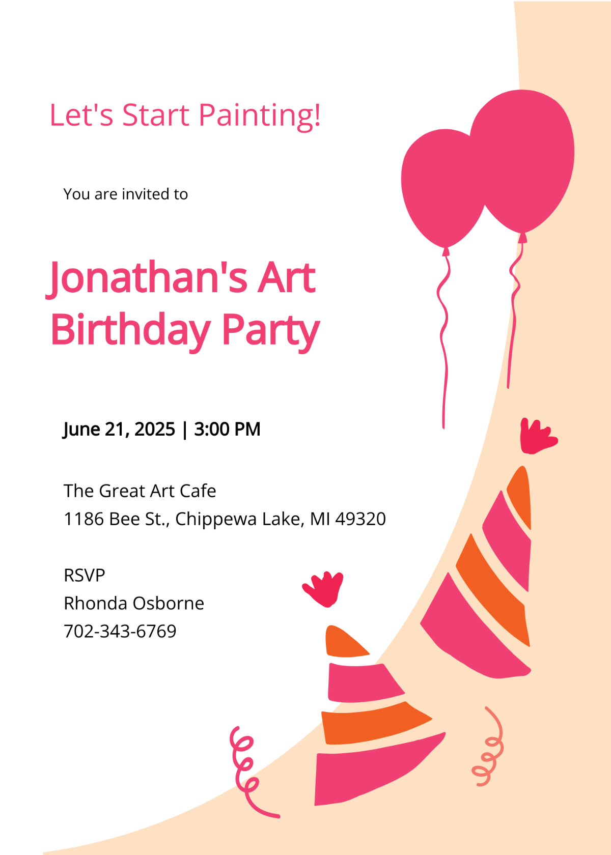 Paint Party Birthday invitation template