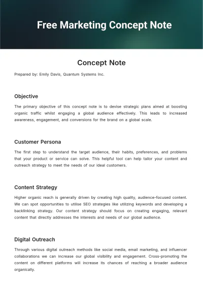 Free Marketing Concept Note Template to Edit Online