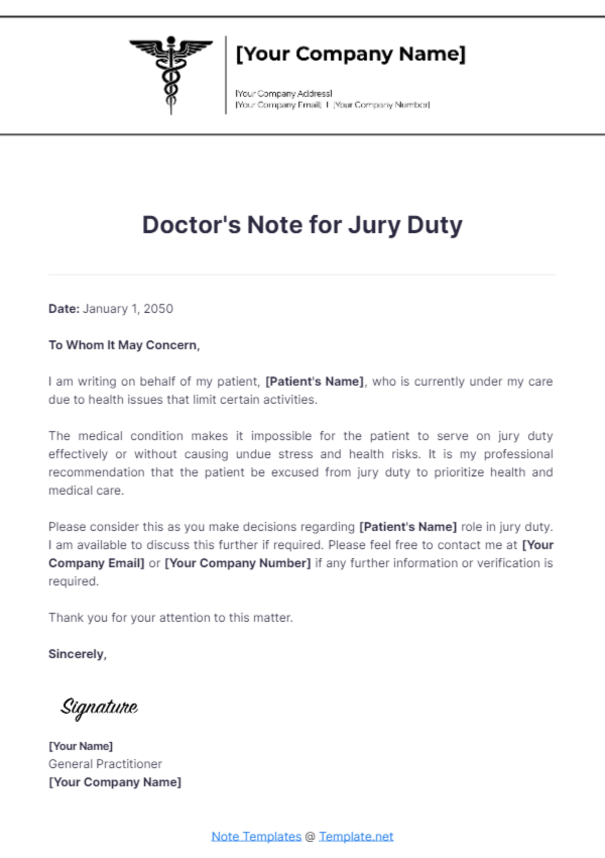 Doctor's Note For Jury Duty Template - Edit Online & Download