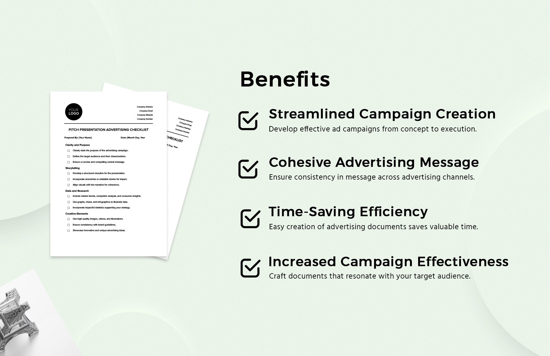Pitch Presentation Advertising Checklist Template