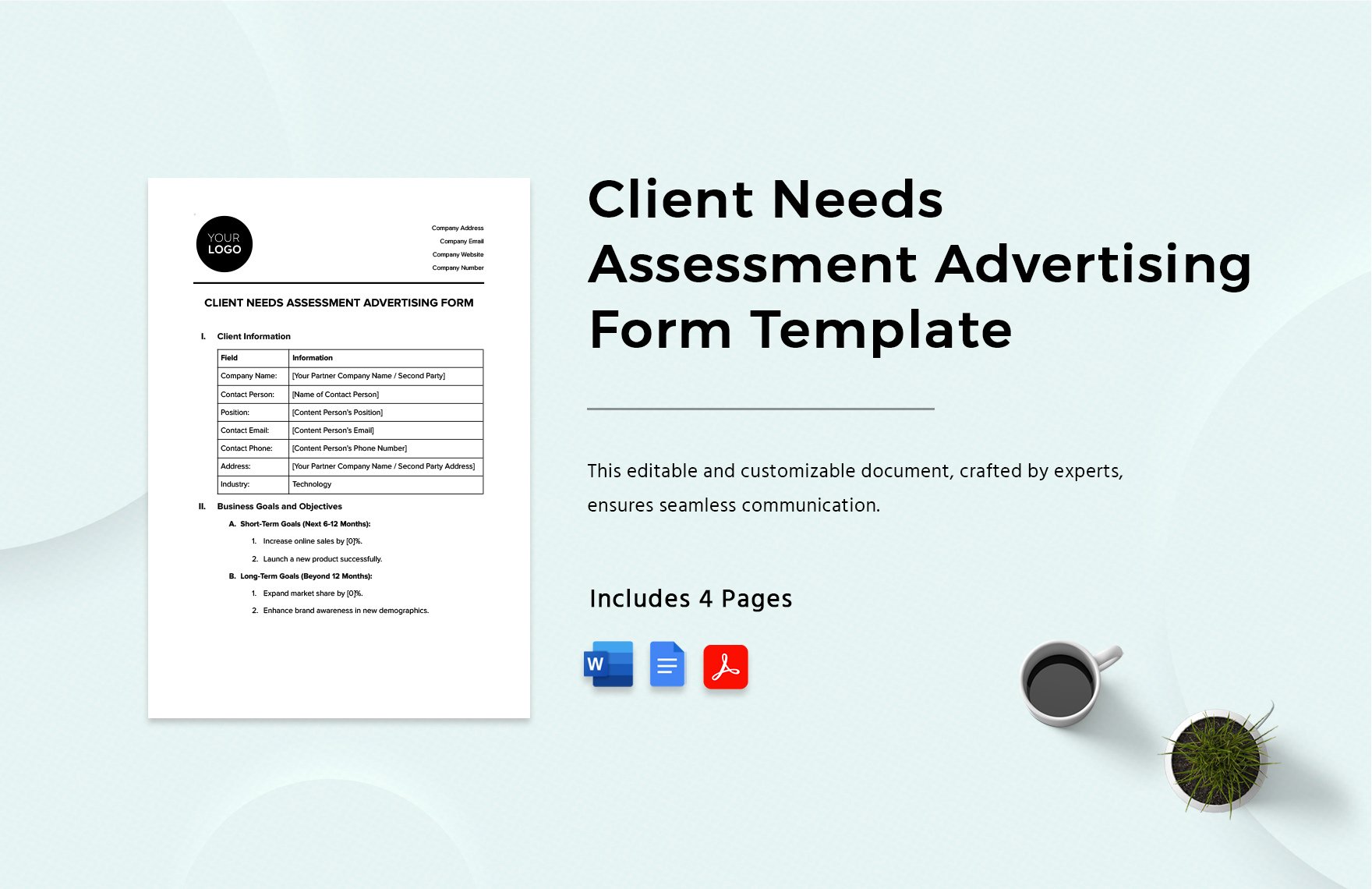 Client Needs Assessment Advertising Form Template in Word, Google Docs, PDF