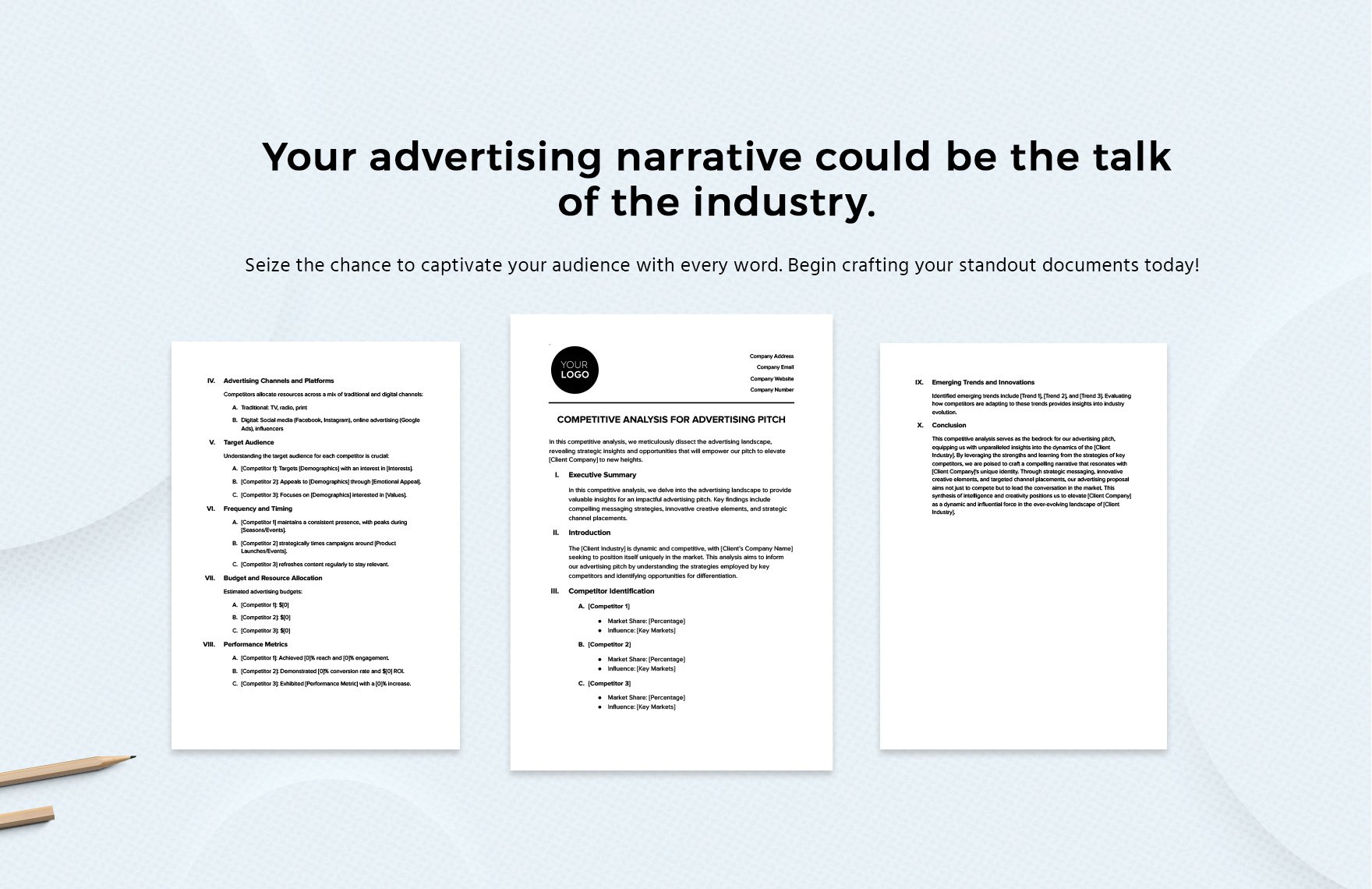 Competitive Analysis for Advertising Pitch Template