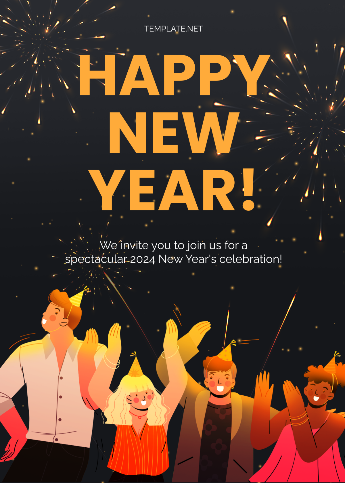 New Year Greetings Invitation Template
