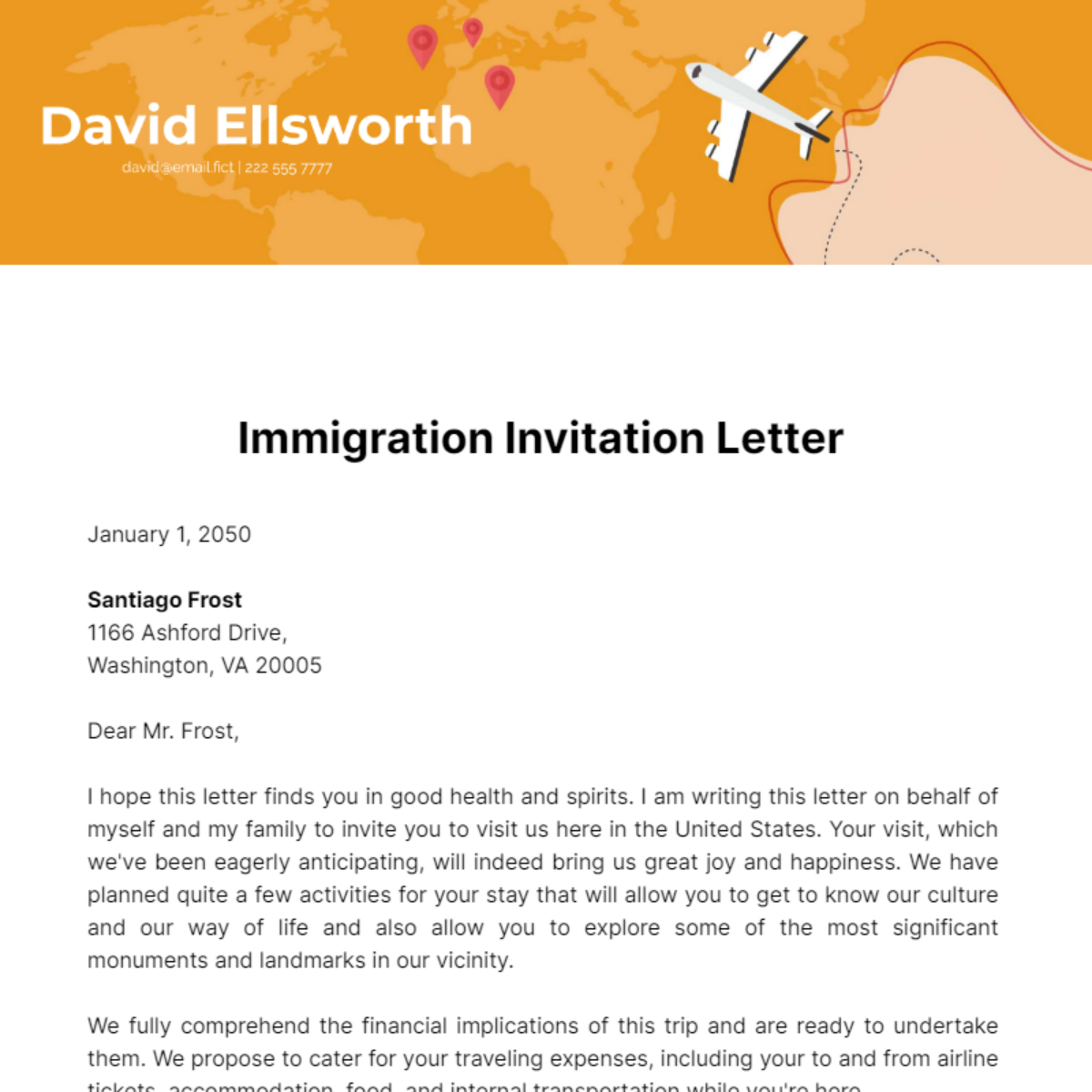Immigration Invitation Letter Template