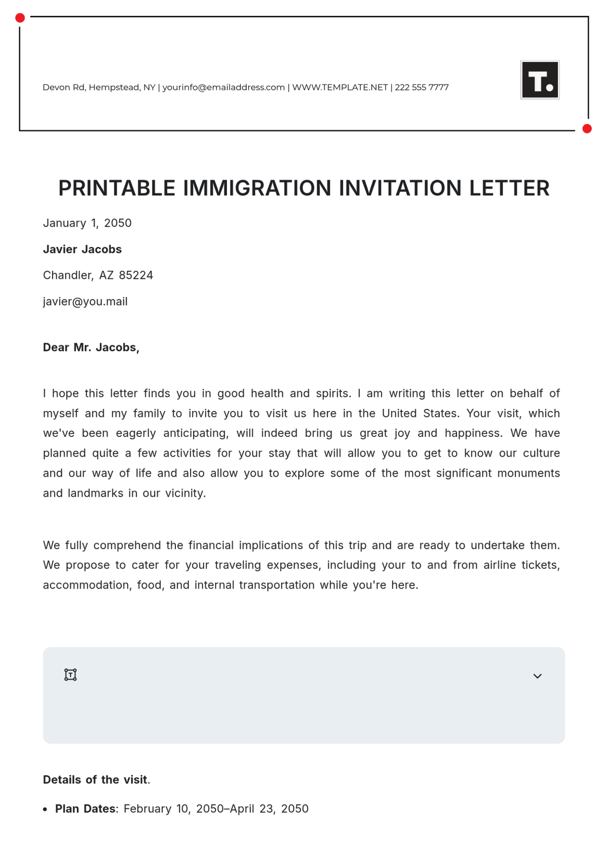 Free Canada Visa Invitation Letter Template To Edit Online Free Canada Visa Invitation Letter Template To Edit Online