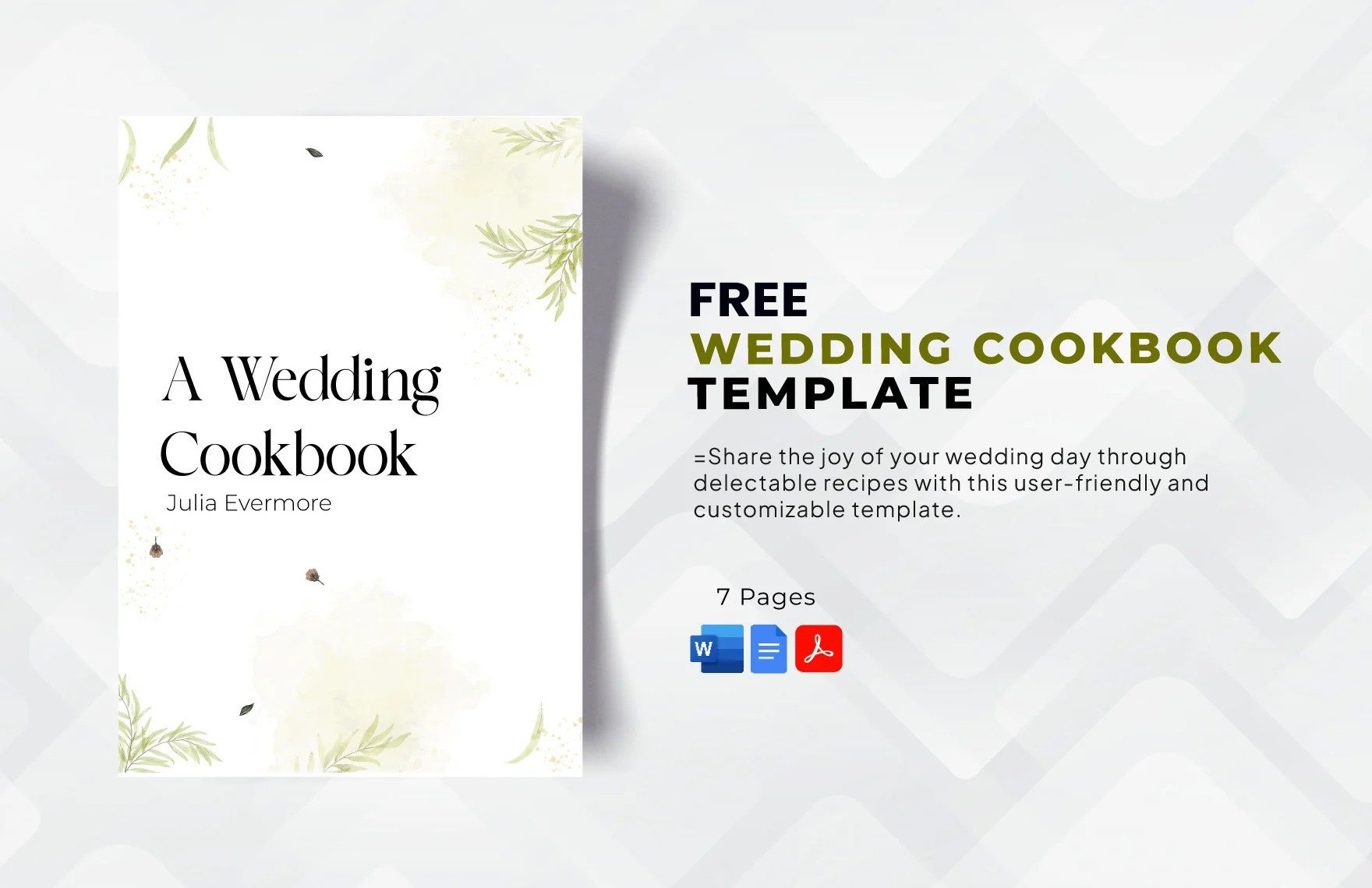 Free Wedding Cookbook Template