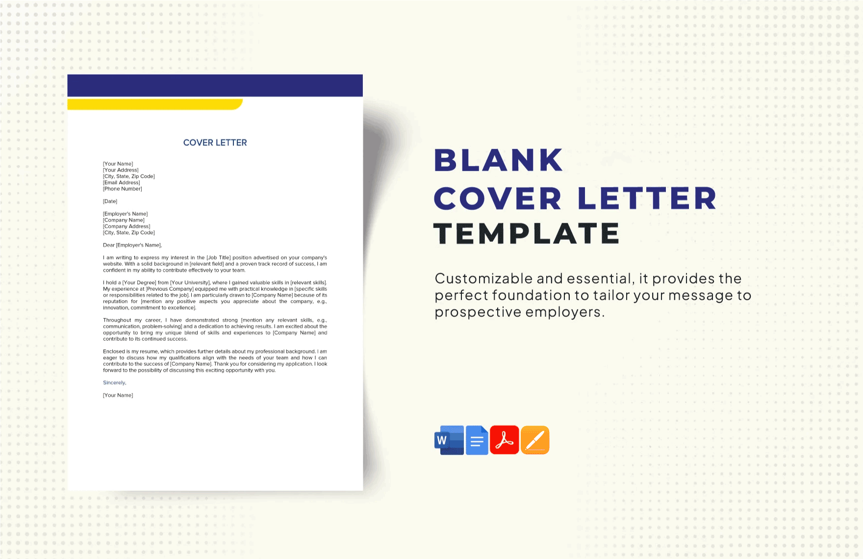 Free Blank Cover Letter Template in Word, Google Docs, PDF, Apple Pages