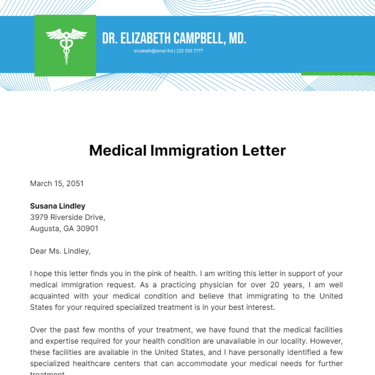 Medical Immigration Letter Template