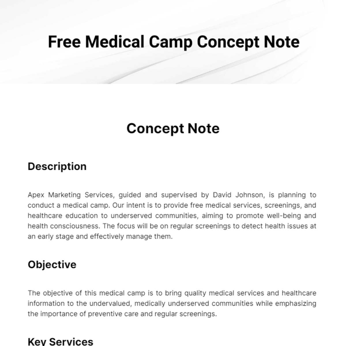Free Medical Camp Concept Note Template