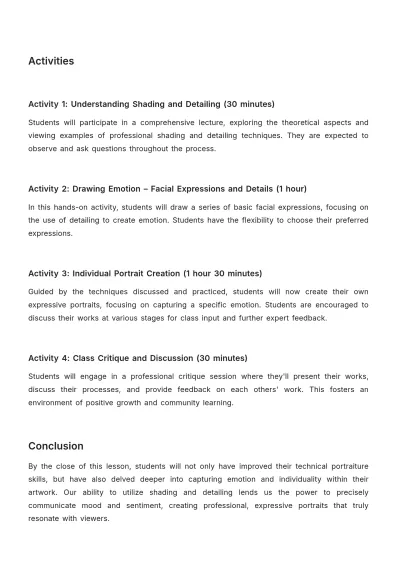 Free Drawing Lesson Note Template to Edit Online
