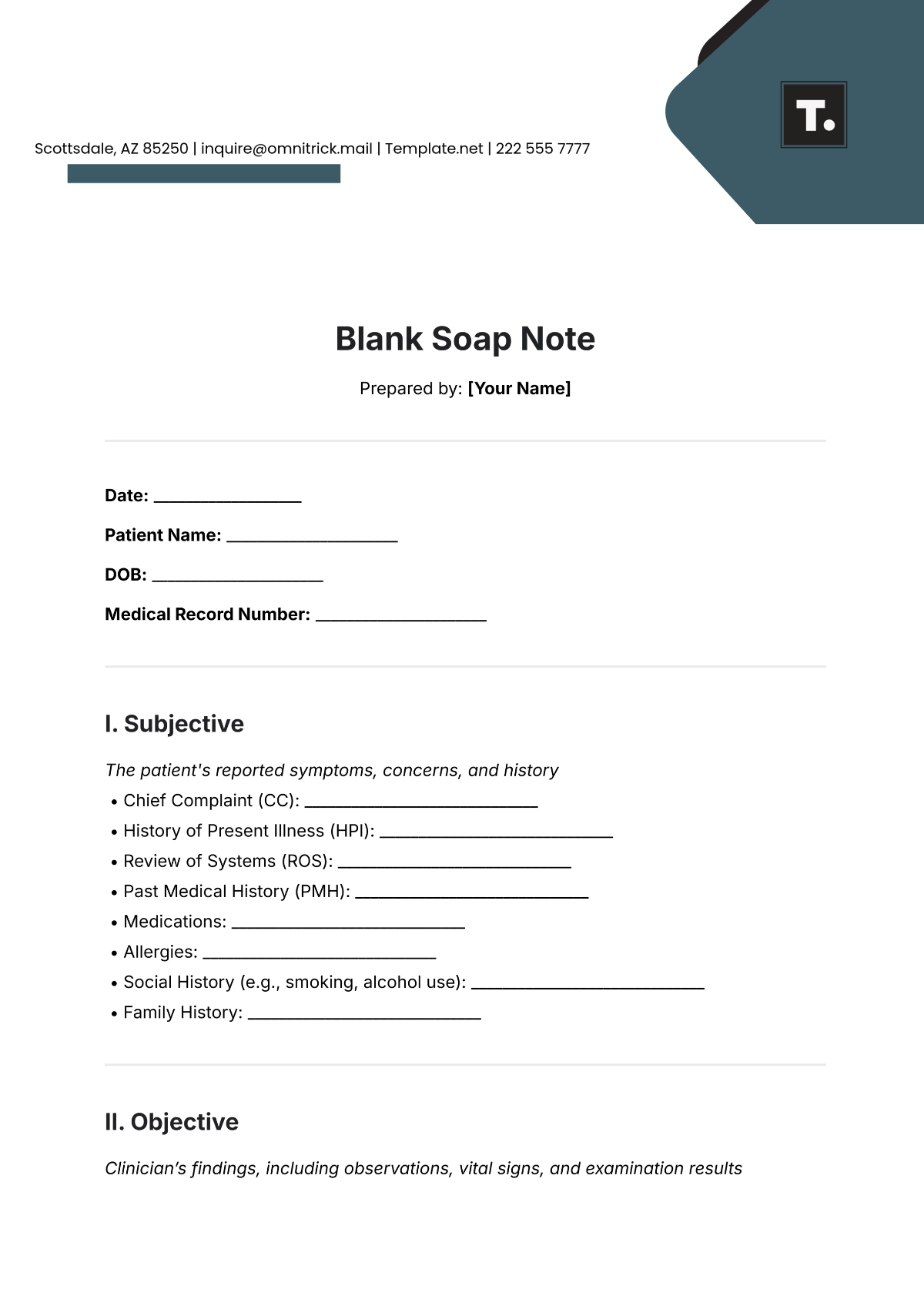 Blank Soap Note Template - Edit Online & Download