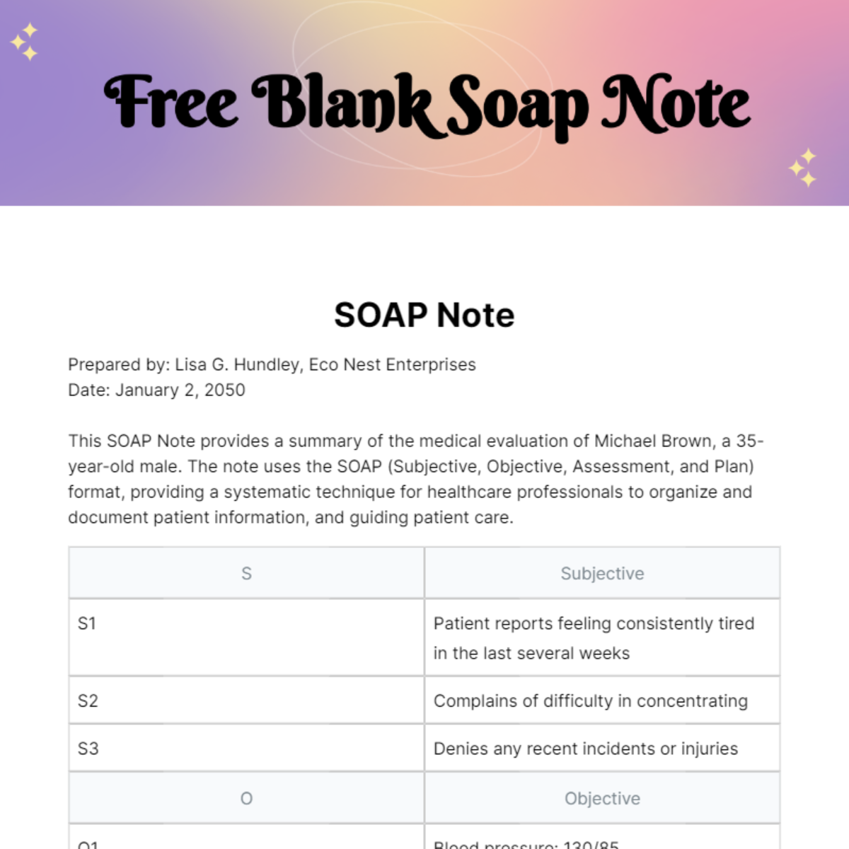 Blank Soap Note Template