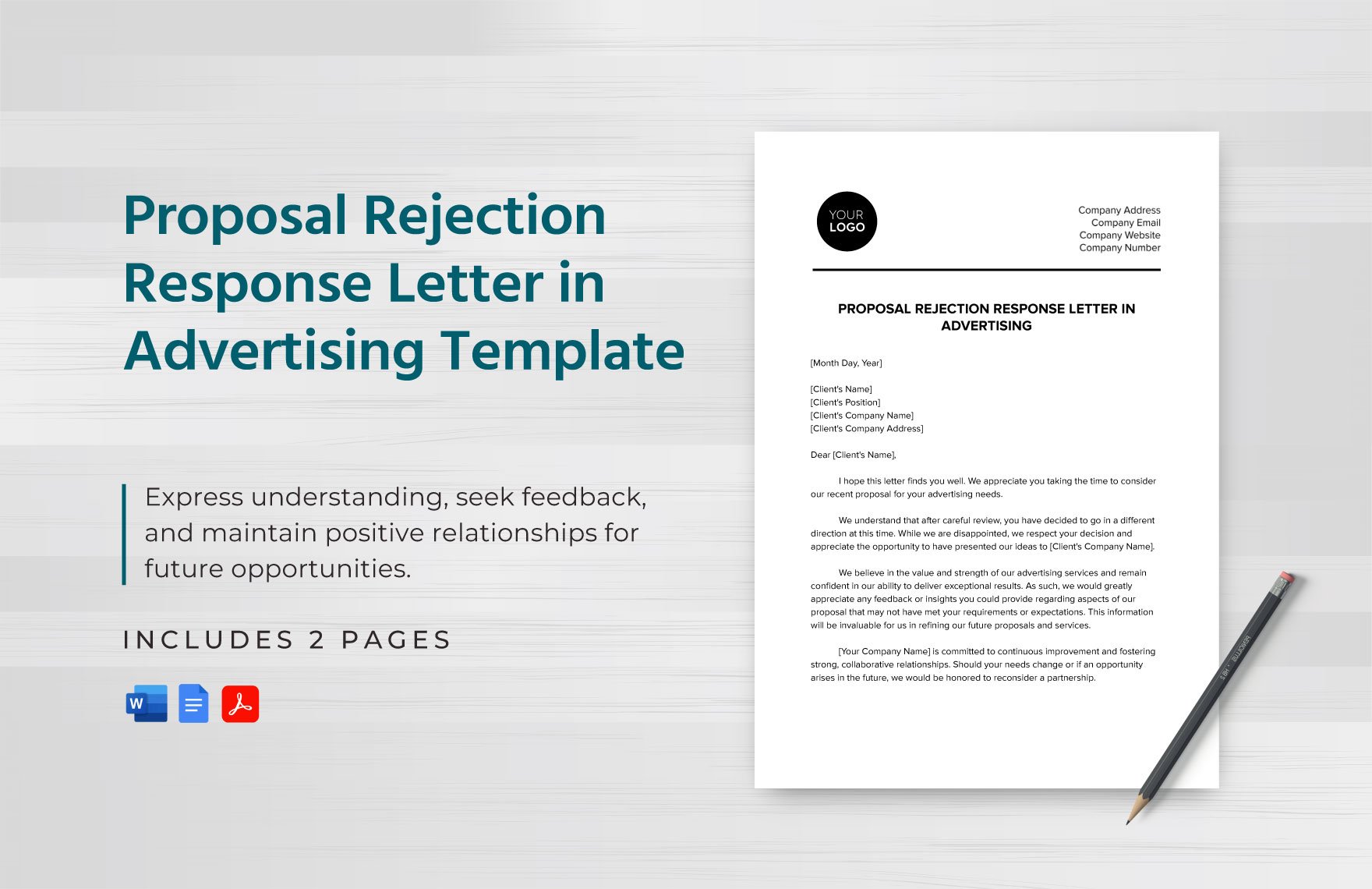 Proposal Rejection Response Letter in Advertising Template