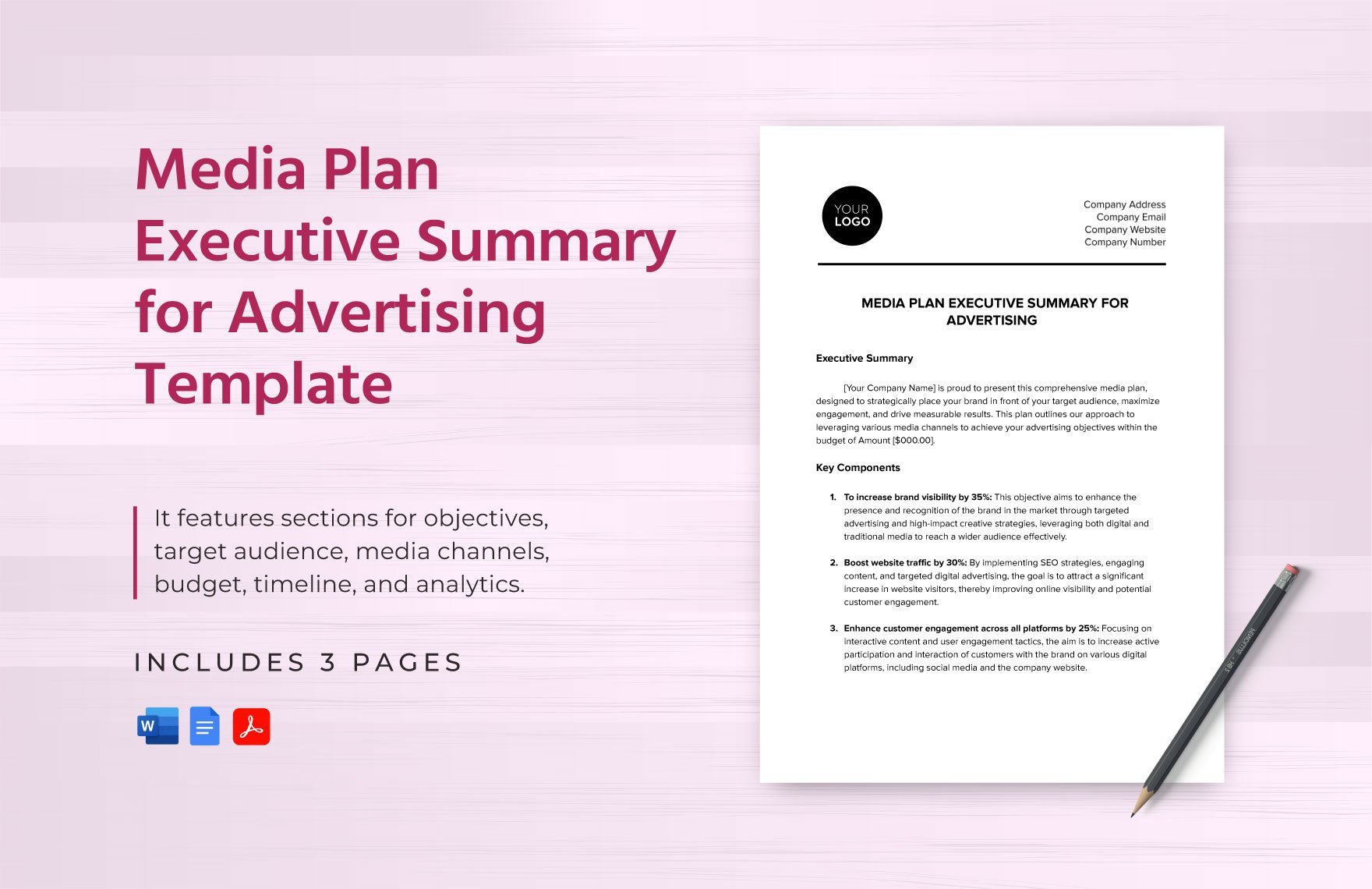 Media Plan Executive Summary for Advertising Template