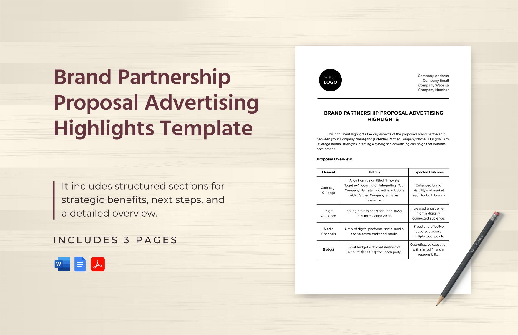 Brand Partnership Proposal Advertising Highlights Template
