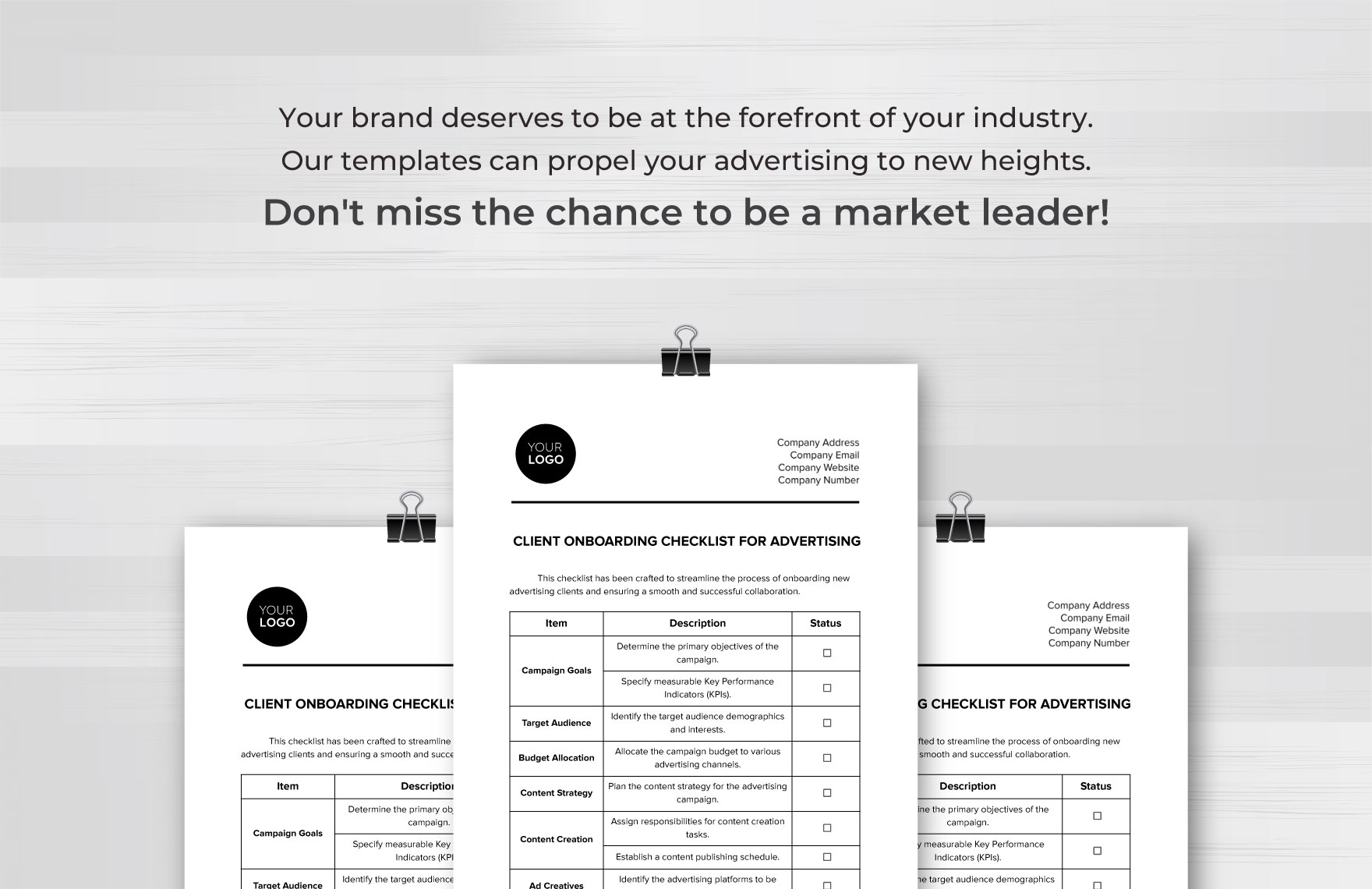 Client Onboarding Checklist for Advertising Template